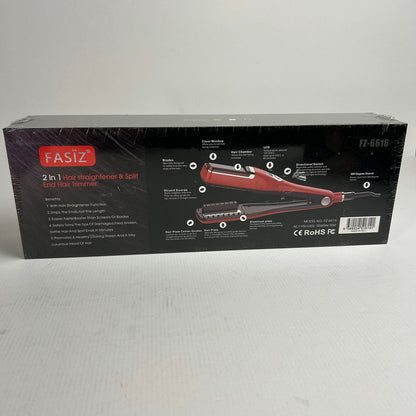 【中古美品】 未使用品 FASIZ ヘアアイロン ストレート・枝毛切り両用 枝毛除去 切れ毛 枝毛カッター 枝毛カット ストレートヘアアイロン 150~230℃温度調整 レッド 101-240413-st-3-fuz 万代Net店