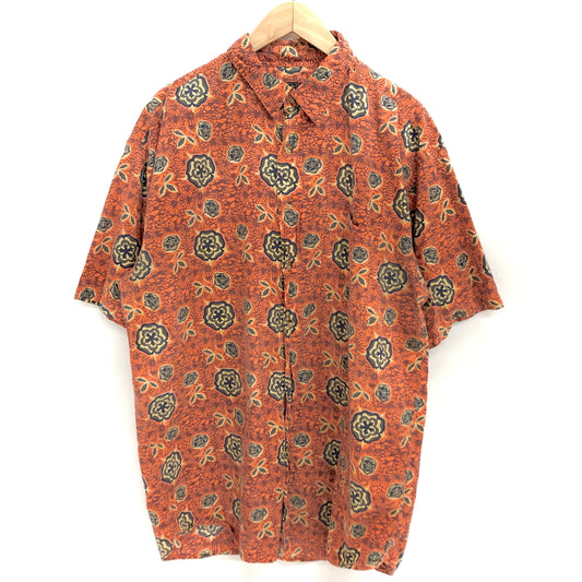 【中古品】【メンズ】 NEW ROADS S/S SHIRT 半袖 シャツ 総柄 トップス 古着 ヴィンテージ 146-260527-rs-02-fur サイズ：L カラー：オレンジ系 万代Net店