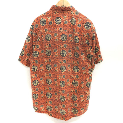 【中古品】【メンズ】 NEW ROADS S/S SHIRT 半袖 シャツ 総柄 トップス 古着 ヴィンテージ 146-260527-rs-02-fur サイズ：L カラー：オレンジ系 万代Net店