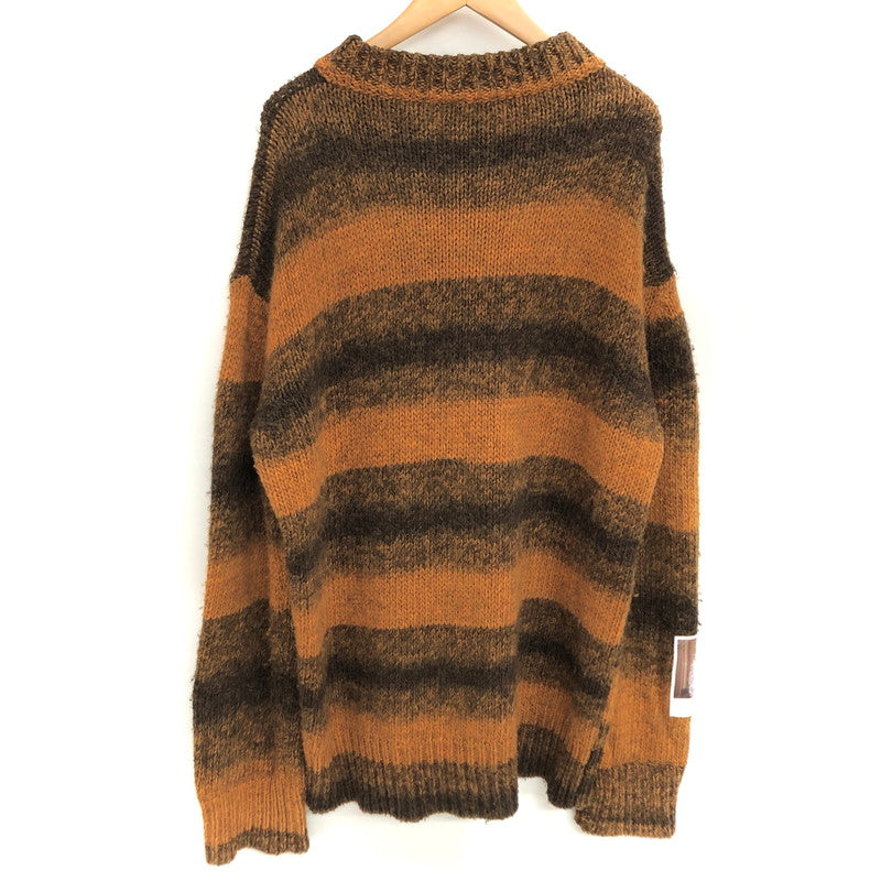 【現状渡し品】【メンズ/レディース】 RAF SIMONS ラフシモンズ Striped Roundneck Sweater With Polaroids ストライプ ニット セーター トップス 古着 141-251216-rs-04-fur サイズ：M カラー：オレンジ/ブラウン系 万代Net店