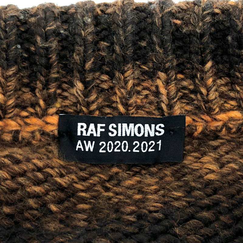 【現状渡し品】【メンズ/レディース】 RAF SIMONS ラフシモンズ Striped Roundneck Sweater With Polaroids ストライプ ニット セーター トップス 古着 141-251216-rs-04-fur サイズ：M カラー：オレンジ/ブラウン系 万代Net店