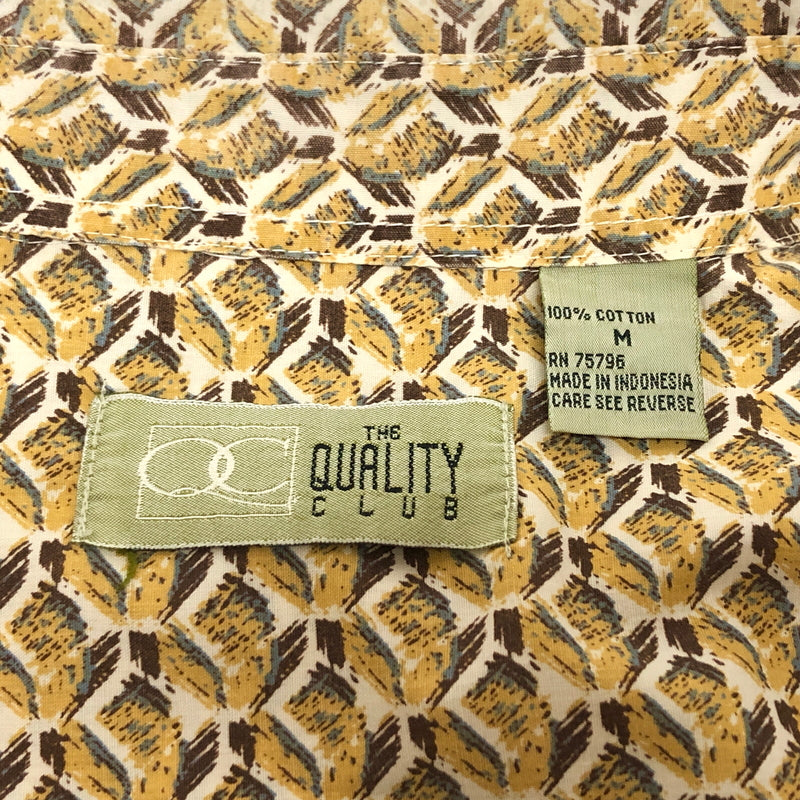 【中古品】【メンズ】 THE QUALITY CLUB S/S SHIRT 半袖 シャツ 総柄 トップス 古着 ヴィンテージ 146-260527-rs-03-fur サイズ：M カラー：イエロー/ブラウン 万代Net店