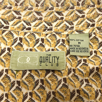 【中古品】【メンズ】 THE QUALITY CLUB S/S SHIRT 半袖 シャツ 総柄 トップス 古着 ヴィンテージ 146-260527-rs-03-fur サイズ：M カラー：イエロー/ブラウン 万代Net店