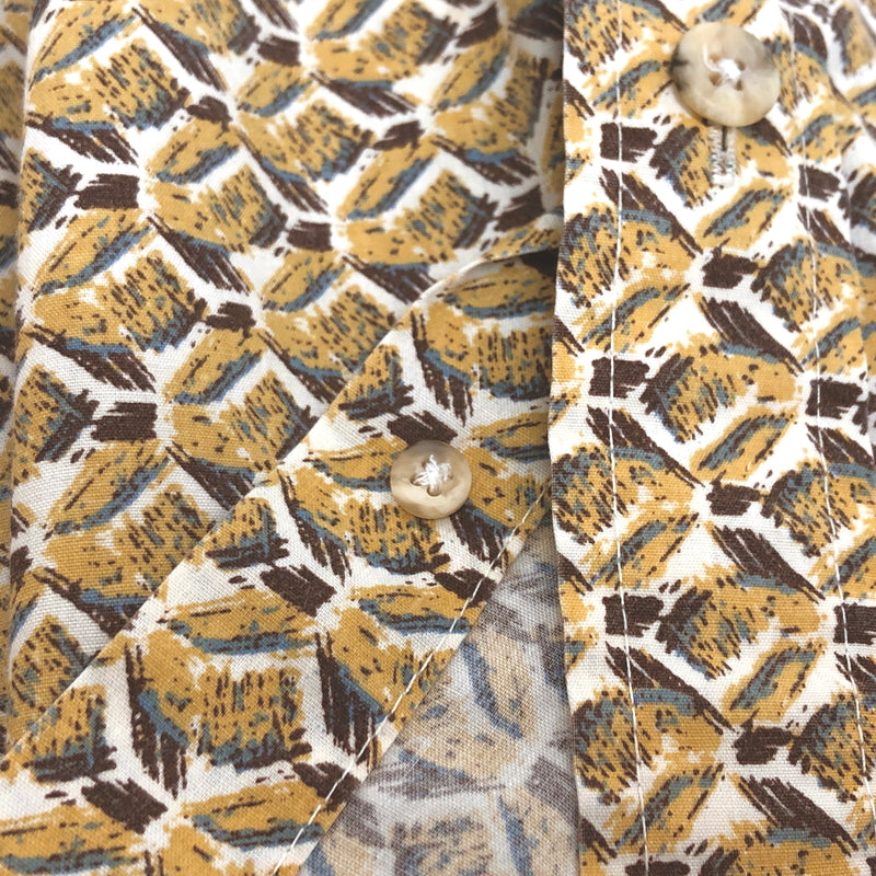 【中古品】【メンズ】 THE QUALITY CLUB S/S SHIRT 半袖 シャツ 総柄 トップス 古着 ヴィンテージ 146-260527-rs-03-fur サイズ：M カラー：イエロー/ブラウン 万代Net店