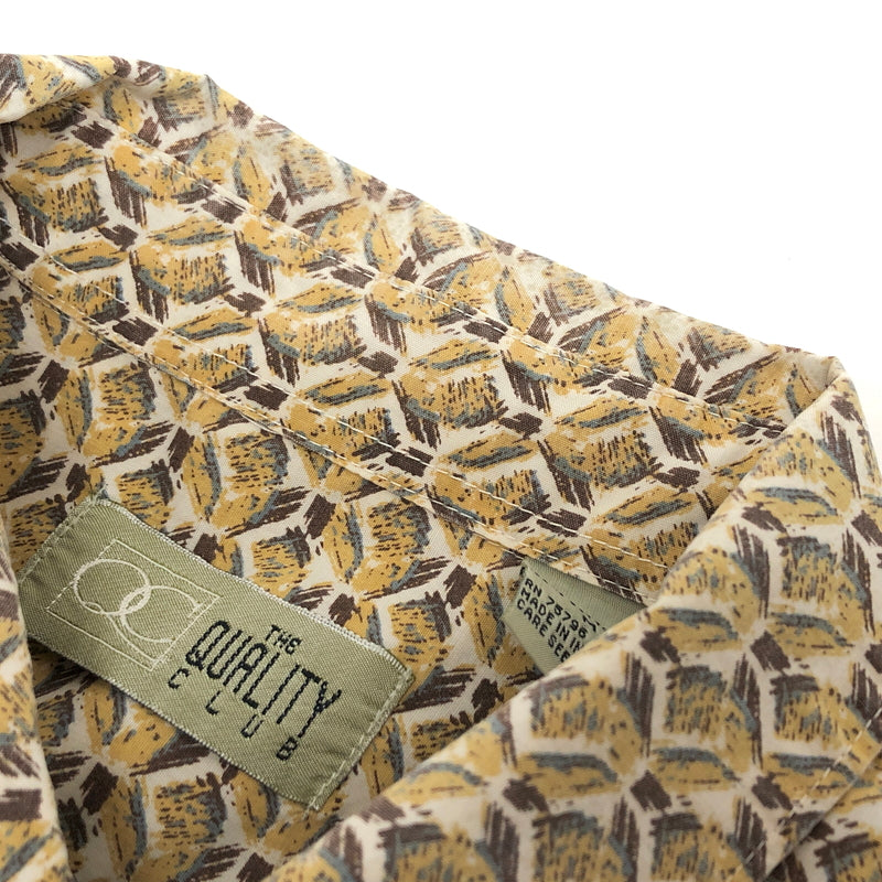 【中古品】【メンズ】 THE QUALITY CLUB S/S SHIRT 半袖 シャツ 総柄 トップス 古着 ヴィンテージ 146-260527-rs-03-fur サイズ：M カラー：イエロー/ブラウン 万代Net店
