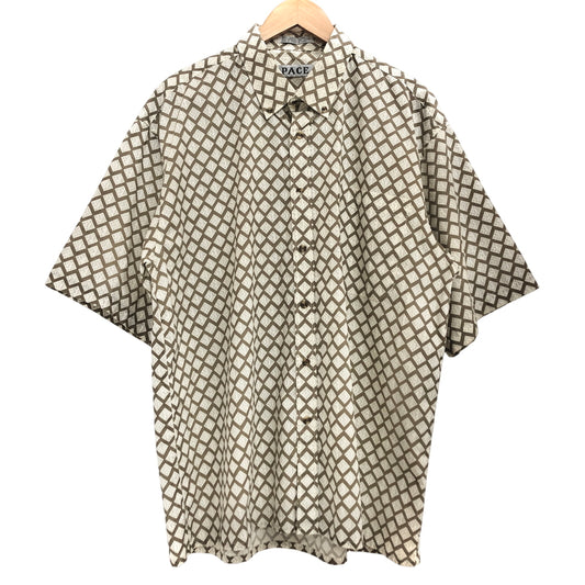 【現状渡し品】【メンズ】 PACE ペース S/S BD SHIRT 半袖 シャツ トップス 総柄 古着 ヴィンテージ 146-260527-rs-04-fur サイズ：L カラー：ブラウン 万代Net店