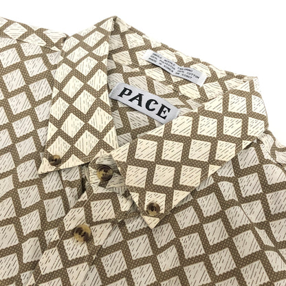【現状渡し品】【メンズ】 PACE ペース S/S BD SHIRT 半袖 シャツ トップス 総柄 古着 ヴィンテージ 146-260527-rs-04-fur サイズ：L カラー：ブラウン 万代Net店