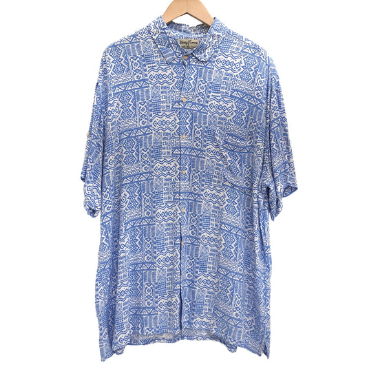 【中古品】【メンズ】 KENNY FLOWERS ケニーフラワーズ S/S SHIRT 半袖 シャツ 総柄 トップス 古着 ヴィンテージ 146-260527-rs-06-fur サイズ：XL カラー：ホワイト/ブルー 万代Net店
