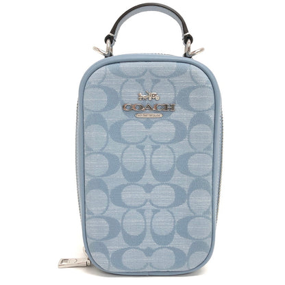 【中古品】【レディース】 COACH コーチ CH152 エヴァ フォーン クロスボディ・シグネチャー シャンブレー ショルダーバッグ ミニバッグ 鞄 180-251217-rs-02-fur カラー：ブルー・サックス系 万代Net店