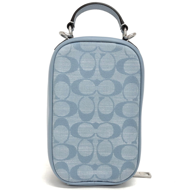 【中古品】【レディース】 COACH コーチ CH152 エヴァ フォーン クロスボディ・シグネチャー シャンブレー ショルダーバッグ ミニバッグ 鞄 180-251217-rs-02-fur カラー：ブルー・サックス系 万代Net店