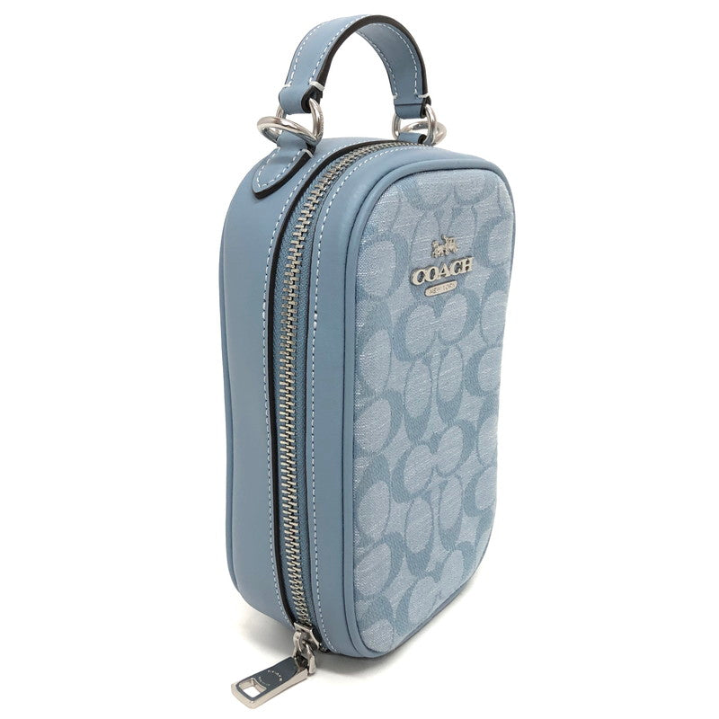 【中古品】【レディース】 COACH コーチ CH152 エヴァ フォーン クロスボディ・シグネチャー シャンブレー ショルダーバッグ ミニバッグ 鞄 180-251217-rs-02-fur カラー：ブルー・サックス系 万代Net店