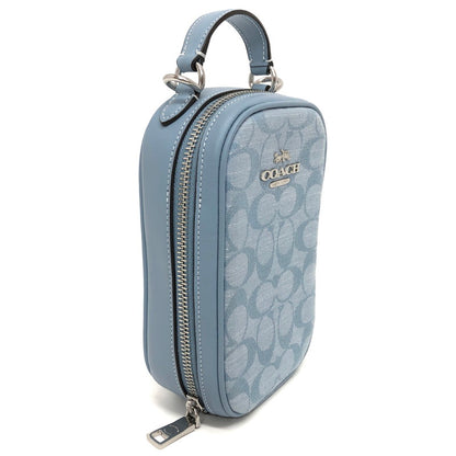 【中古品】【レディース】 COACH コーチ CH152 エヴァ フォーン クロスボディ・シグネチャー シャンブレー ショルダーバッグ ミニバッグ 鞄 180-251217-rs-02-fur カラー：ブルー・サックス系 万代Net店