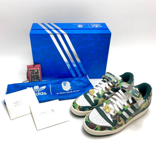 【中古品】【メンズ】 adidas アディダス × A BATHING APE FORUM 84 LOW 30TH ANNIVERSARY "GREEN CAMO" ID4771 フォーラム スニーカー シューズ 迷彩 靴 161-251217-rs-03-fur サイズ：26.0cm US8 カラー：カモフラージュ(グリーン系) 万代Net店