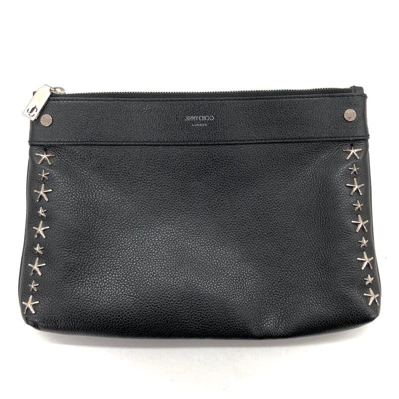 【中古品】【メンズ/レディース】 JIMMY CHOO ジミーチュウ KIMI-N クロスボディバック ショルダーバッグ クラッチバッグ 星 スター スタッズ 鞄 188-250212-rs-02-fur カラー：ブラック 万代Net店