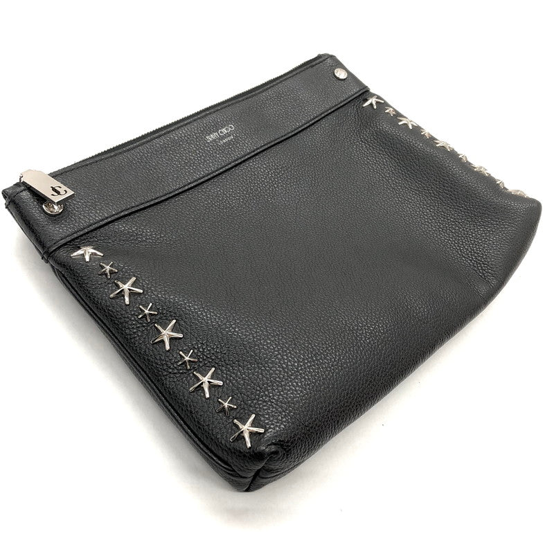 【中古品】【メンズ/レディース】 JIMMY CHOO ジミーチュウ KIMI-N クロスボディバック ショルダーバッグ クラッチバッグ 星 スター スタッズ 鞄 188-250212-rs-02-fur カラー：ブラック 万代Net店