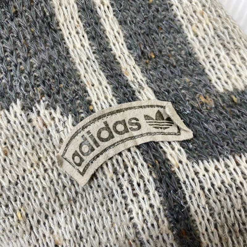 【中古品】【メンズ】 OLD ADIDAS オールド アディダス 90S 万国旗タグ 幾何学模様 SHAWL COLLAR KNIT ショール カラー ニット トップス 長袖 146-260731-cs-22-izu サイズ：52 カラー：ベージュ×グレー 万代Net店