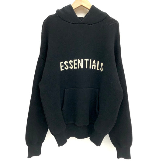 【現状渡し品】【メンズ】 FOG ESSENTIALS フィアオブゴッド エッセンシャルズ FRONT LOGO HOODIE KNIT フロントロゴ フーディ ニット 長袖 トップス ストリート系 142-250213-rs-02-fur サイズ：L カラー：ブラック 万代Net店