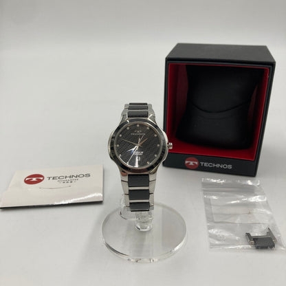 【中古品】【メンズ】 TECHNOS テクノス 腕時計 カーボン セラミック CARBON CERAMIC アナログ時計 197-260226-SY-06-iwa カラー：ブラック/シルバー/カーボン 万代Net店