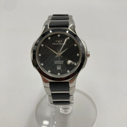 【中古品】【メンズ】 TECHNOS テクノス 腕時計 カーボン セラミック CARBON CERAMIC アナログ時計 197-260226-SY-06-iwa カラー：ブラック/シルバー/カーボン 万代Net店