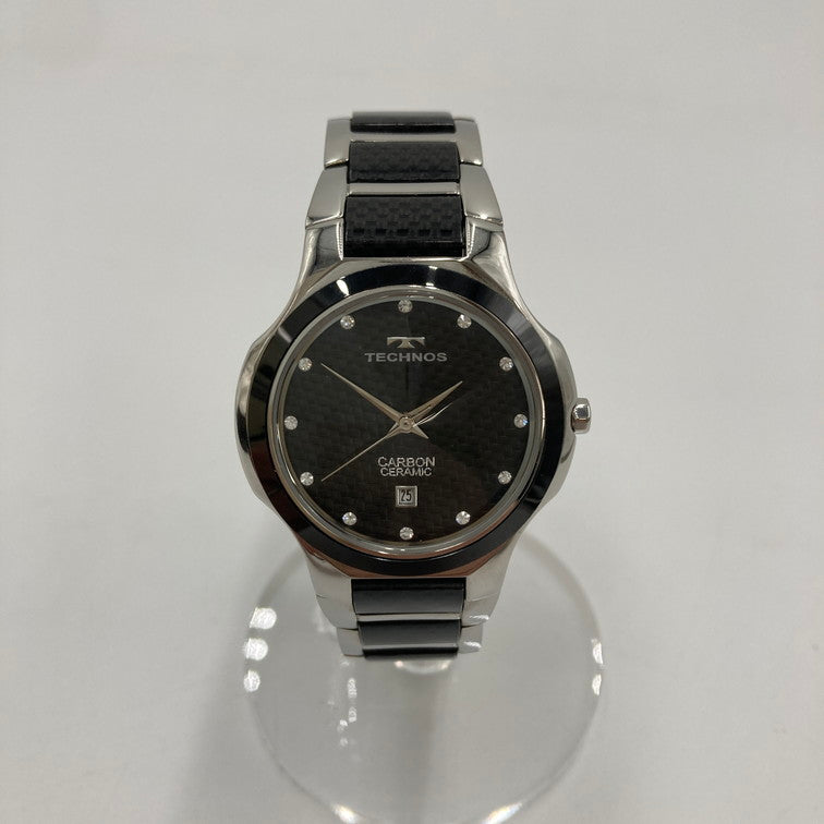 【中古品】【メンズ】 TECHNOS テクノス 腕時計 カーボン セラミック CARBON CERAMIC アナログ時計 197-250203-OR-02-iwa カラー：ブラック/シルバー/カーボン 万代Net店