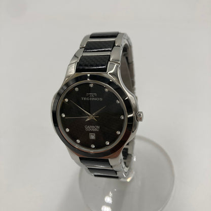 【中古品】【メンズ】 TECHNOS テクノス 腕時計 カーボン セラミック CARBON CERAMIC アナログ時計 197-260226-SY-06-iwa カラー：ブラック/シルバー/カーボン 万代Net店