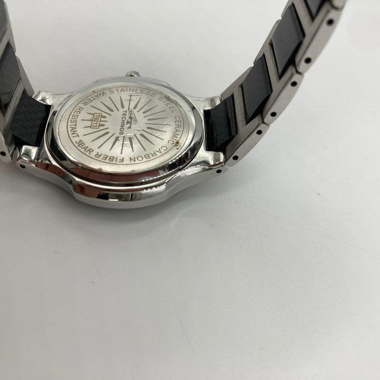 【中古品】【メンズ】 TECHNOS テクノス 腕時計 カーボン セラミック CARBON CERAMIC アナログ時計 197-250203-OR-02-iwa カラー：ブラック/シルバー/カーボン 万代Net店