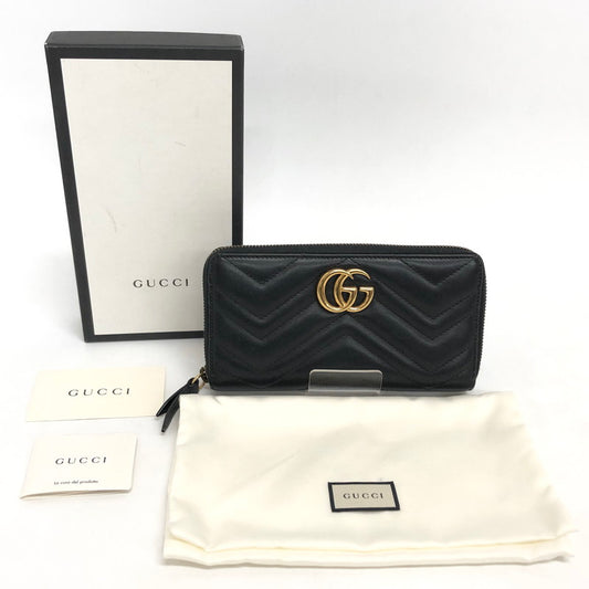 【中古品】【レディース】 GUCCI グッチ GG MARMONT ZIP AROUND WALLET 443123 GGマーモント ジップアラウンドウォレット ラウンドファスナー 長財布 181-251218-rs-07-fur カラー：ブラック 万代Net店
