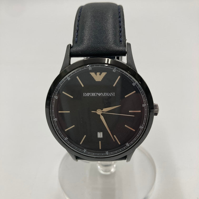 【中古品】【メンズ】  エンポリオアルマーニ EMPORIO ARMANI AR-2479 腕時計 革ベルト 197-250204-OR-03-iwa カラー：ブラック系 万代Net店