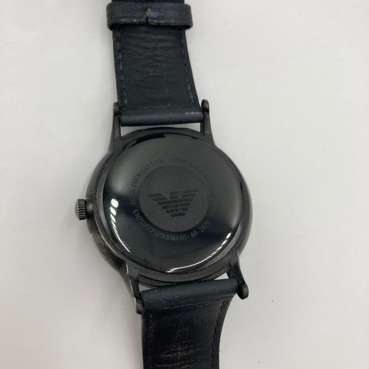 【中古品】【メンズ】  エンポリオアルマーニ EMPORIO ARMANI AR-2479 腕時計 革ベルト 197-250204-OR-03-iwa カラー：ブラック系 万代Net店