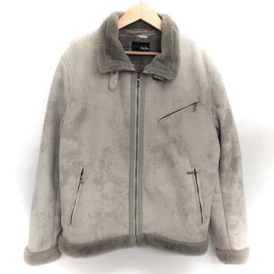 【中古品】【メンズ】 Mossimo モッシモ MOUTON LIKE RIDERS JACKET 0540-1611 ムートンライクライダースジャケット アウター 古着 147-260603-rs-02-fur サイズ：L カラー：グレー系 万代Net店