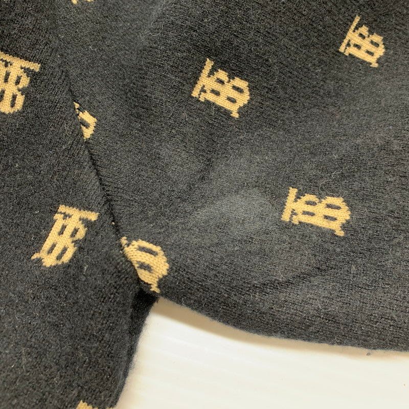 【中古品】【メンズ】 BURBERRY バーバリー 8021033 TB LOGO 総柄 CARDIGAN TBロゴ カーディガン トップス 141-260426-kh-03-izu サイズ：M カラー：ブラック×ベージュ 万代Net店