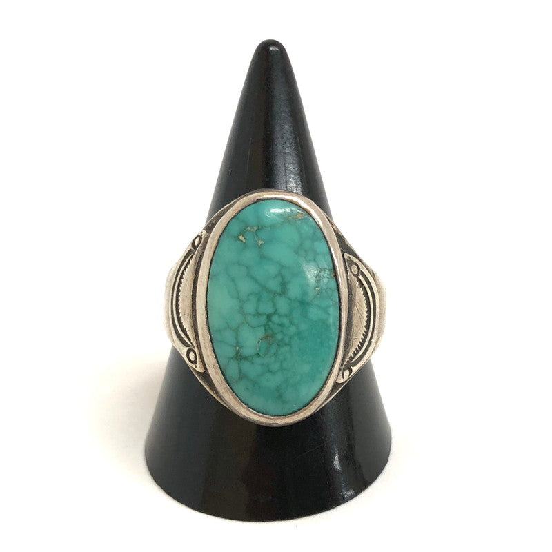 【中古品】【メンズ】 Antique Navajo Fox Turquoise Men's Ring c.1940～ ターコイズ ストーン リング 指輪 シルバー アクセサリー 191-241023-rs-04-fur カラー：ターコイズブルー/シルバー 万代Net店