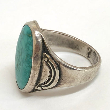 【中古品】【メンズ】 Antique Navajo Fox Turquoise Men's Ring c.1940～ ターコイズ ストーン リング 指輪 シルバー アクセサリー 191-241023-rs-04-fur カラー：ターコイズブルー/シルバー 万代Net店