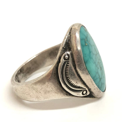 【中古品】【メンズ】 Antique Navajo Fox Turquoise Men's Ring c.1940～ ターコイズ ストーン リング 指輪 シルバー アクセサリー 191-241023-rs-04-fur カラー：ターコイズブルー/シルバー 万代Net店