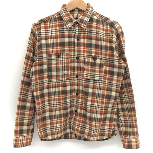 【現状渡し品】【メンズ】 THE FLAT HEAD ザフラットヘッド L/S SHIRT チェック柄 シャツ ネルシャツ 長袖 トップス アメカジ系 145-250221-rs-05-fur サイズ：38 カラー：ブラウン系 万代Net店