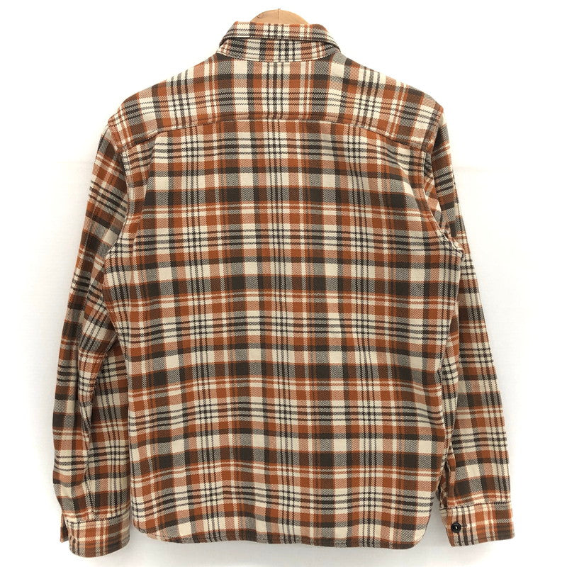 【現状渡し品】【メンズ】 THE FLAT HEAD ザフラットヘッド L/S SHIRT チェック柄 シャツ ネルシャツ 長袖 トップス アメカジ系 145-250221-rs-05-fur サイズ：38 カラー：ブラウン系 万代Net店