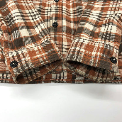 【現状渡し品】【メンズ】 THE FLAT HEAD ザフラットヘッド L/S SHIRT チェック柄 シャツ ネルシャツ 長袖 トップス アメカジ系 145-250221-rs-05-fur サイズ：38 カラー：ブラウン系 万代Net店