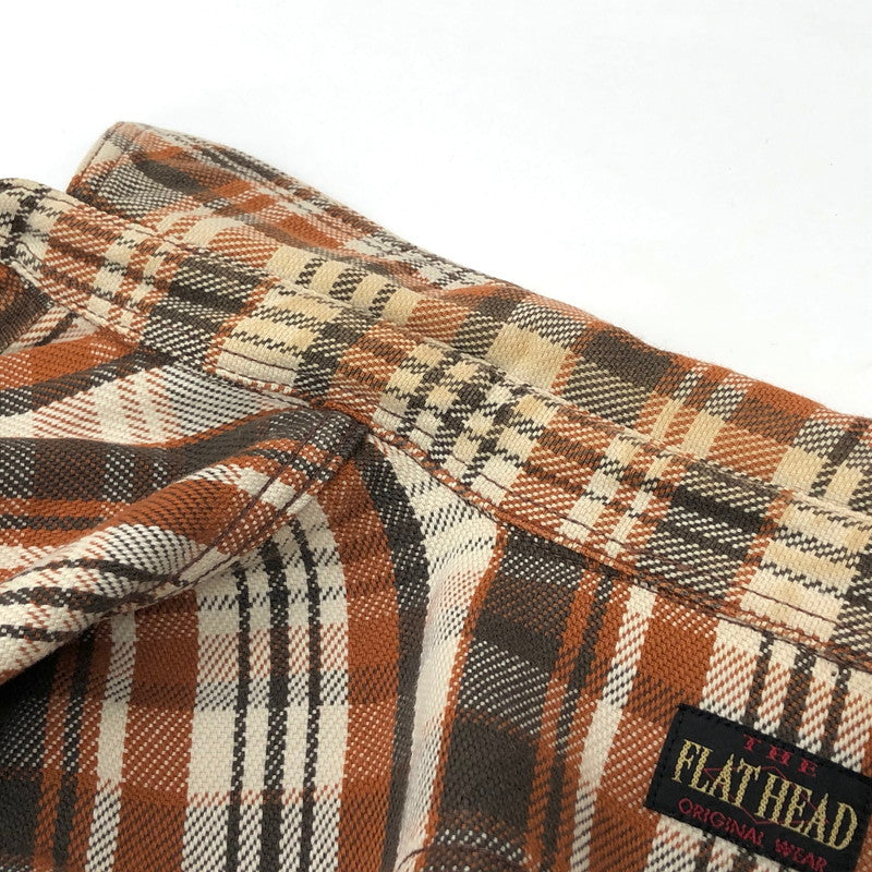 【現状渡し品】【メンズ】 THE FLAT HEAD ザフラットヘッド L/S SHIRT チェック柄 シャツ ネルシャツ 長袖 トップス アメカジ系 145-250221-rs-05-fur サイズ：38 カラー：ブラウン系 万代Net店