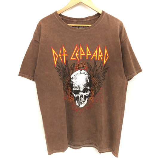 【現状渡し品】【メンズ】 Def Leppard デフレパード S/S Tee プリント 半袖 Tシャツ トップス 145-260309-rs-07-fur サイズ：L(42/44) カラー：ブラウン系 万代Net店