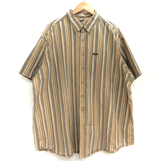 【現状渡し品】【メンズ】 CARHARTT カーハート STRIPE S/S BD SHIRT ストライプ シャツ 半袖 トップス 古着 ヴィンテージ 146-260604-rs-08-fur サイズ：3XL カラー：ベージュ/ブルー系 万代Net店