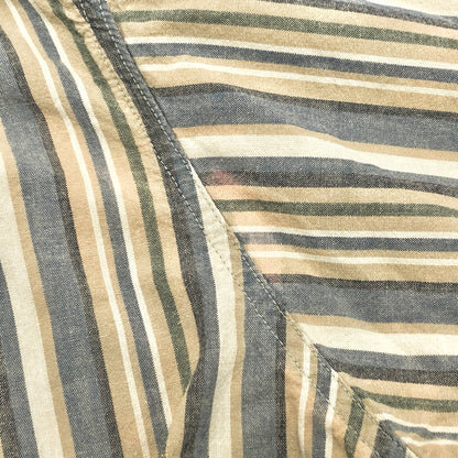 【現状渡し品】【メンズ】 CARHARTT カーハート STRIPE S/S BD SHIRT ストライプ シャツ 半袖 トップス 古着 ヴィンテージ 146-260604-rs-08-fur サイズ：3XL カラー：ベージュ/ブルー系 万代Net店