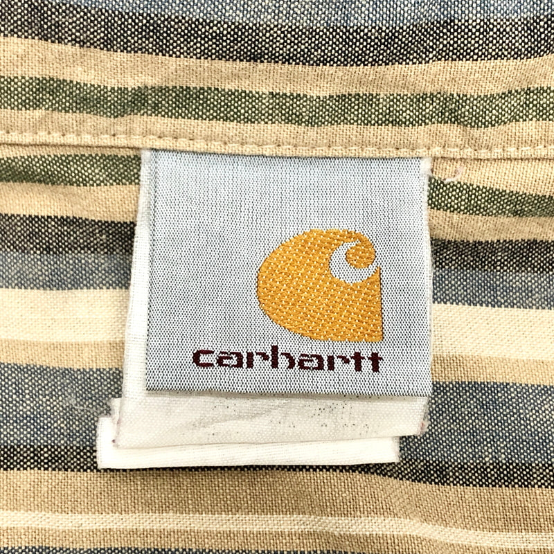 【現状渡し品】【メンズ】 CARHARTT カーハート STRIPE S/S BD SHIRT ストライプ シャツ 半袖 トップス 古着 ヴィンテージ 146-260604-rs-08-fur サイズ：3XL カラー：ベージュ/ブルー系 万代Net店