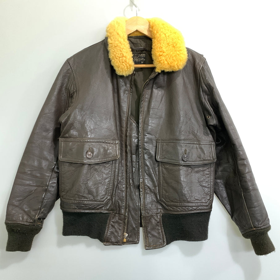 【ジャンク品】【メンズ】 U.S.NAVY ユー エス ネイビー G-1 FLIGHT JACKET 8415-268-7798 フライトジャケット メンズ アウター アメリカ海軍 革製 146-260825-em-54-min サイズ：38 カラー：ブラウン 万代Net店