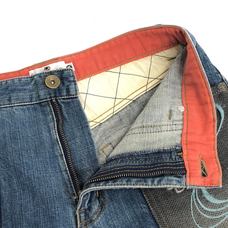 【現状渡し品】【メンズ】 絡繰魂 カラクリ魂 DENIM PANTS 283261 桜流水 刺繍入り デニムパンツ 和柄 Gパン ジーンズ ボトムス 古着 156-260605-rs-04-fur サイズ：34 カラー：インディゴ 万代Net店