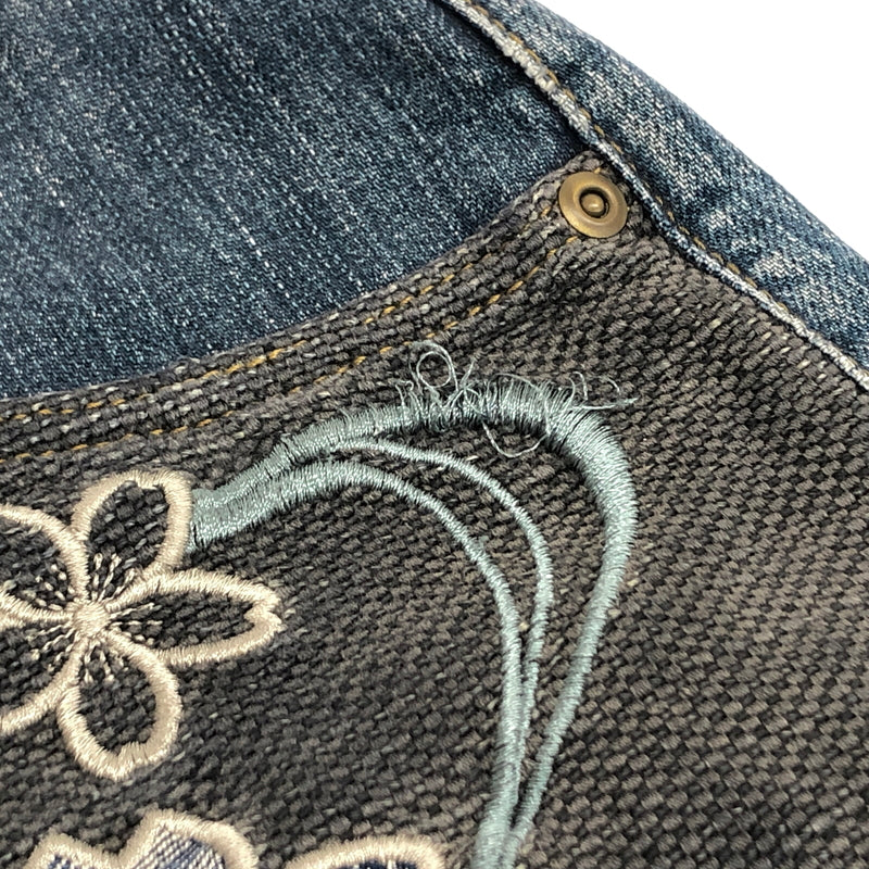 【現状渡し品】【メンズ】 絡繰魂 カラクリ魂 DENIM PANTS 283261 桜流水 刺繍入り デニムパンツ 和柄 Gパン ジーンズ ボトムス 古着 156-260605-rs-04-fur サイズ：34 カラー：インディゴ 万代Net店