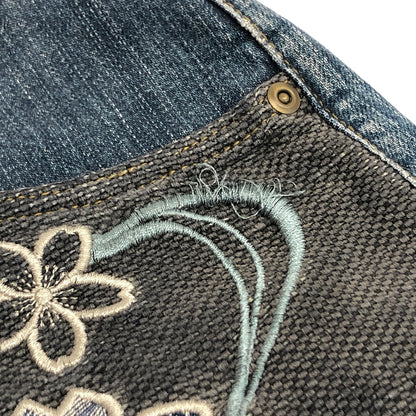 【現状渡し品】【メンズ】 絡繰魂 カラクリ魂 DENIM PANTS 283261 桜流水 刺繍入り デニムパンツ 和柄 Gパン ジーンズ ボトムス 古着 156-260605-rs-04-fur サイズ：34 カラー：インディゴ 万代Net店
