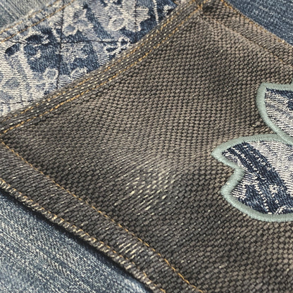 【現状渡し品】【メンズ】 絡繰魂 カラクリ魂 DENIM PANTS 283261 桜流水 刺繍入り デニムパンツ 和柄 Gパン ジーンズ ボトムス 古着 156-260605-rs-04-fur サイズ：34 カラー：インディゴ 万代Net店