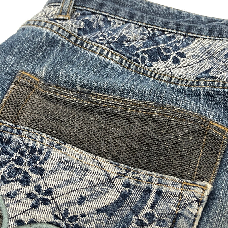 【現状渡し品】【メンズ】 絡繰魂 カラクリ魂 DENIM PANTS 283261 桜流水 刺繍入り デニムパンツ 和柄 Gパン ジーンズ ボトムス 古着 156-260605-rs-04-fur サイズ：34 カラー：インディゴ 万代Net店