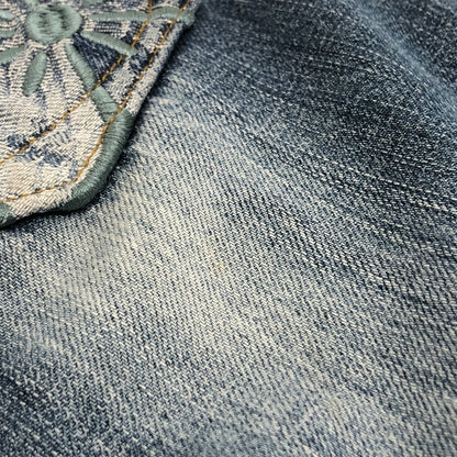 【現状渡し品】【メンズ】 絡繰魂 カラクリ魂 DENIM PANTS 283261 桜流水 刺繍入り デニムパンツ 和柄 Gパン ジーンズ ボトムス 古着 156-260605-rs-04-fur サイズ：34 カラー：インディゴ 万代Net店