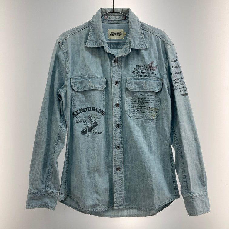 【中古品】【メンズ】 AVIREX アヴィレックス 6105084 L/S DENIM SHIRT デニムシャツ 145-260303-WA-09-iwa サイズ：M カラー：ライトブルー 万代Net店